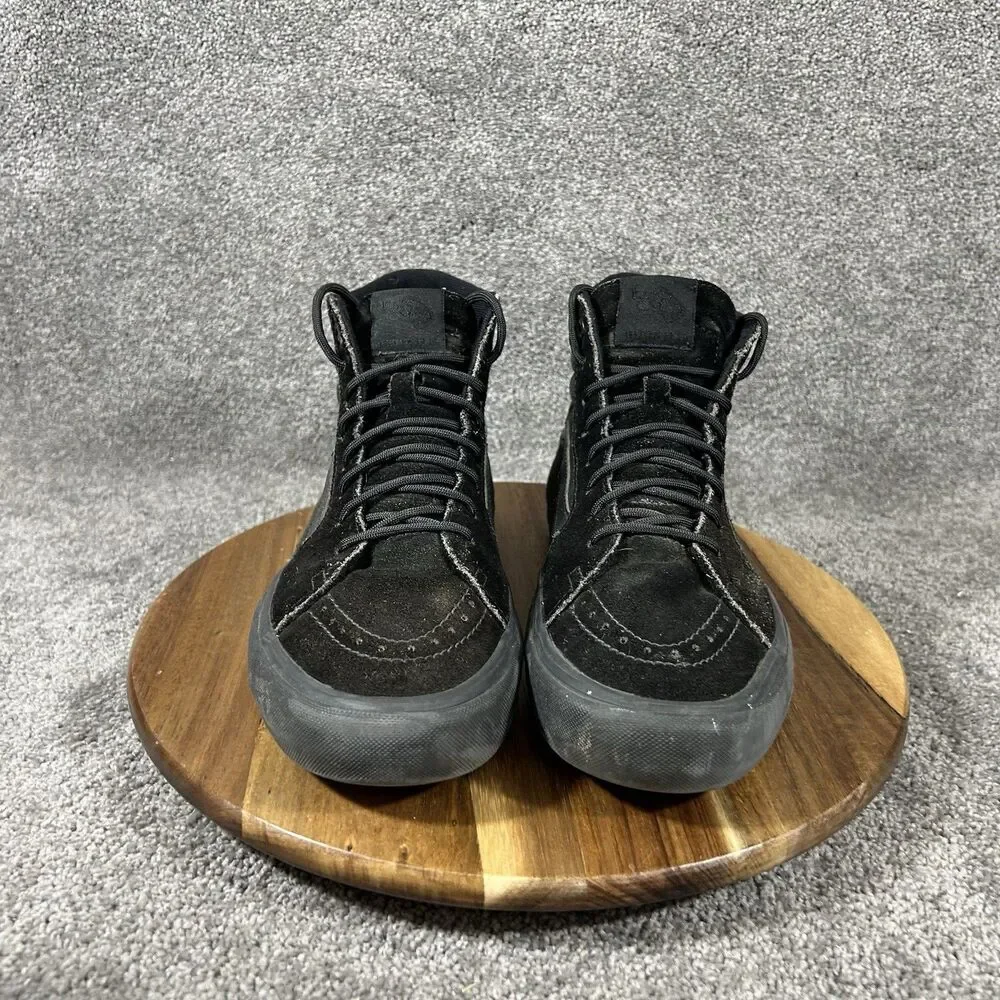 Vans Sk8-Hi Pro Mens Sz 10.5 Triple Black Canvas Skate Athletic Shoes Used